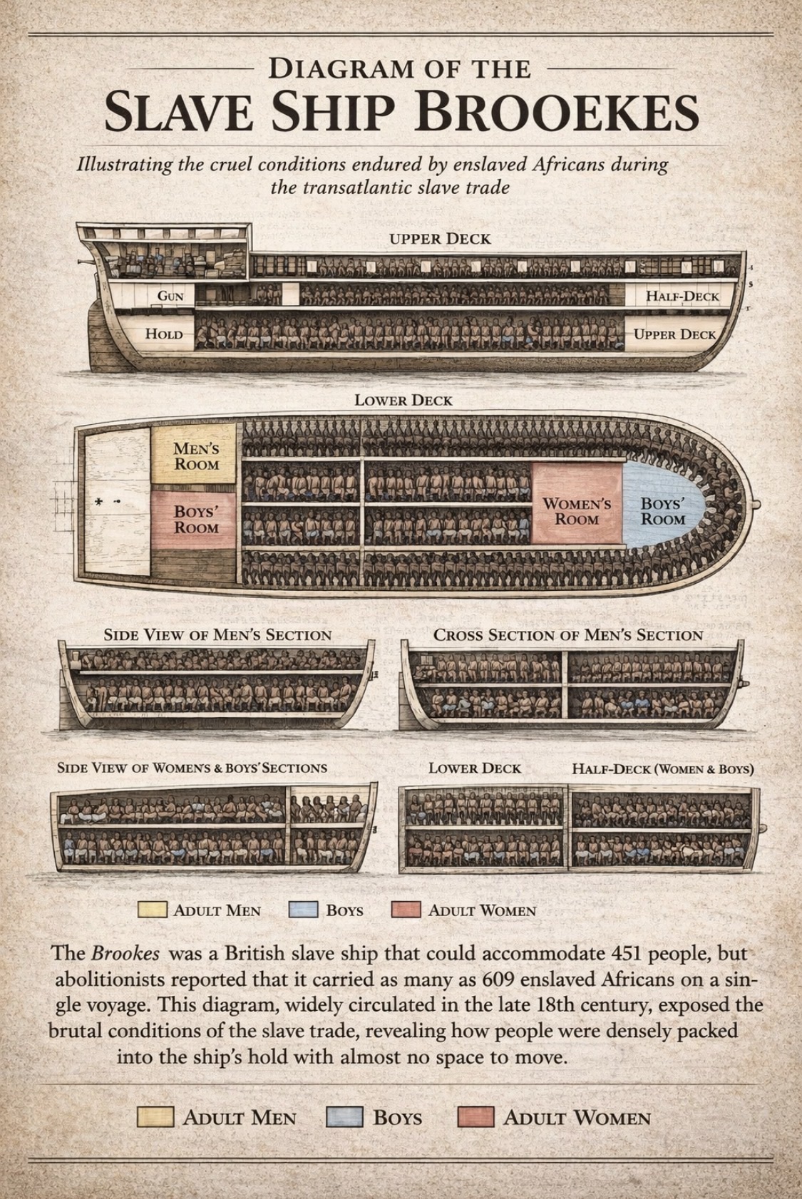 The Slave Ship Brookes: A Detailed Visual Record of the Middle Passage and the Brutality of the Transatlantic Slave Trade