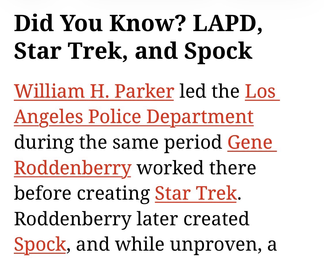 Did You Know? LAPD, Star Trek, and Spock